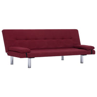 Thumbnail for 282191 vidaXL Sofa Bed with Two Pillows Wine Red Polyester