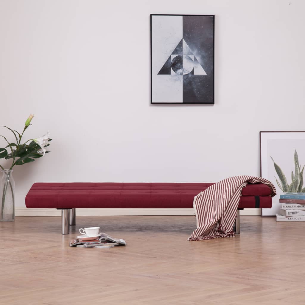 282191 vidaXL Sofa Bed with Two Pillows Wine Red Polyester
