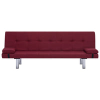 Thumbnail for 282191 vidaXL Sofa Bed with Two Pillows Wine Red Polyester