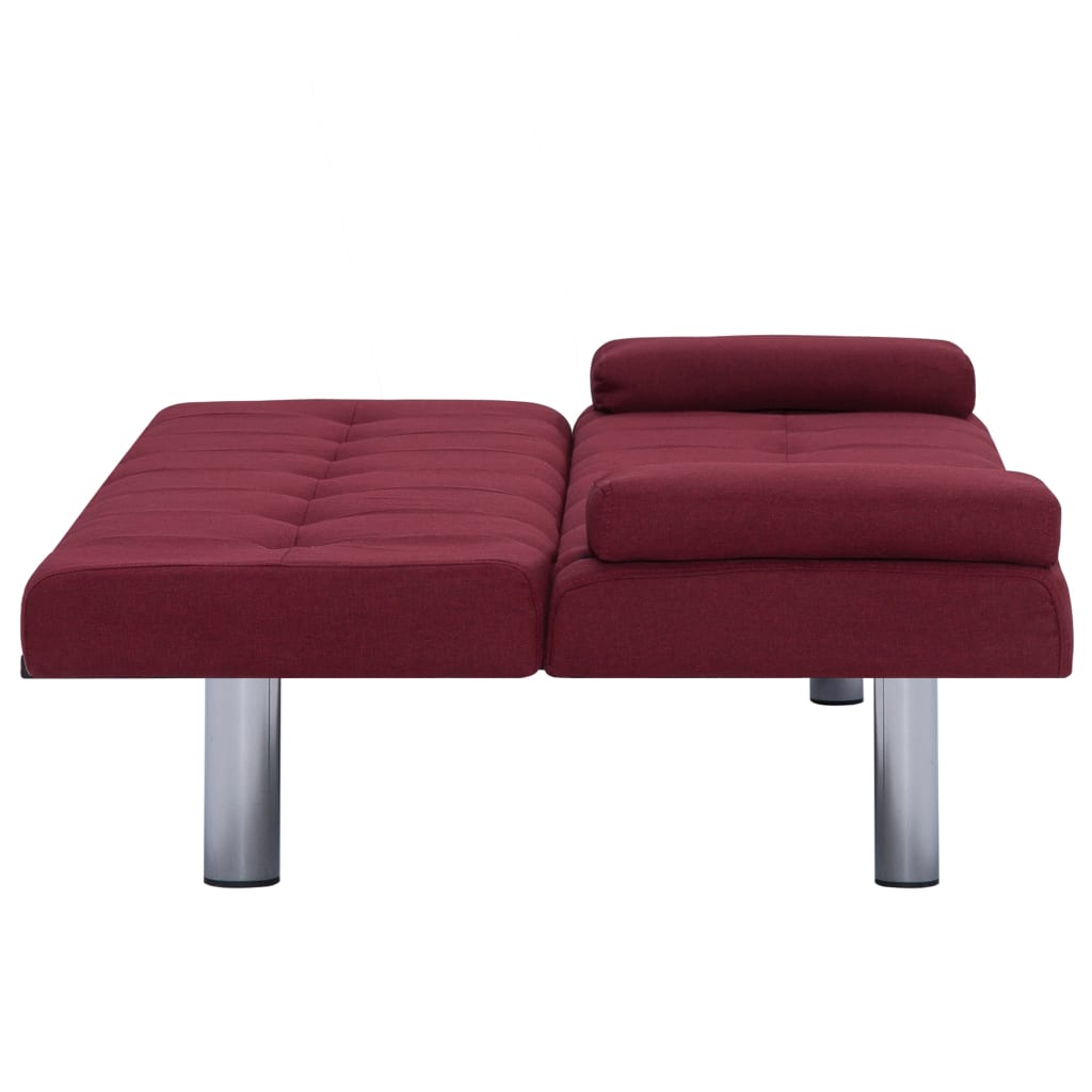 282191 vidaXL Sofa Bed with Two Pillows Wine Red Polyester