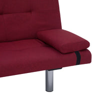Thumbnail for 282191 vidaXL Sofa Bed with Two Pillows Wine Red Polyester