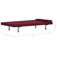 Thumbnail for 282191 vidaXL Sofa Bed with Two Pillows Wine Red Polyester