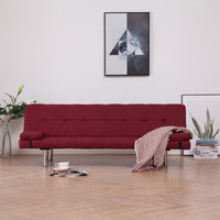 Thumbnail for 282191 vidaXL Sofa Bed with Two Pillows Wine Red Polyester