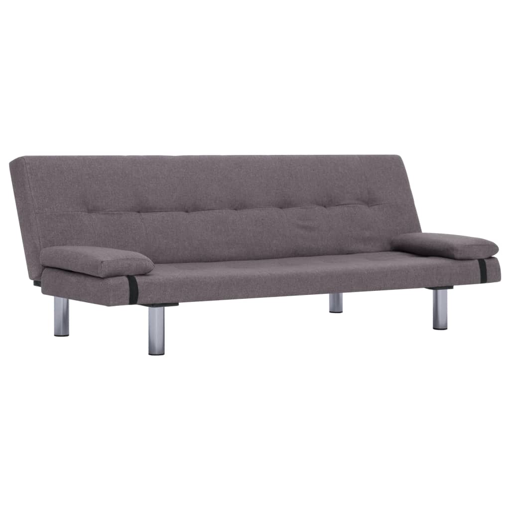 Schlafsofa mit zwei Kissen Taupe Polyester