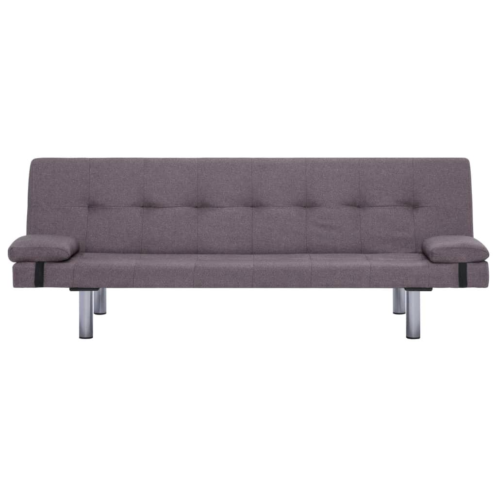 Schlafsofa mit zwei Kissen Taupe Polyester