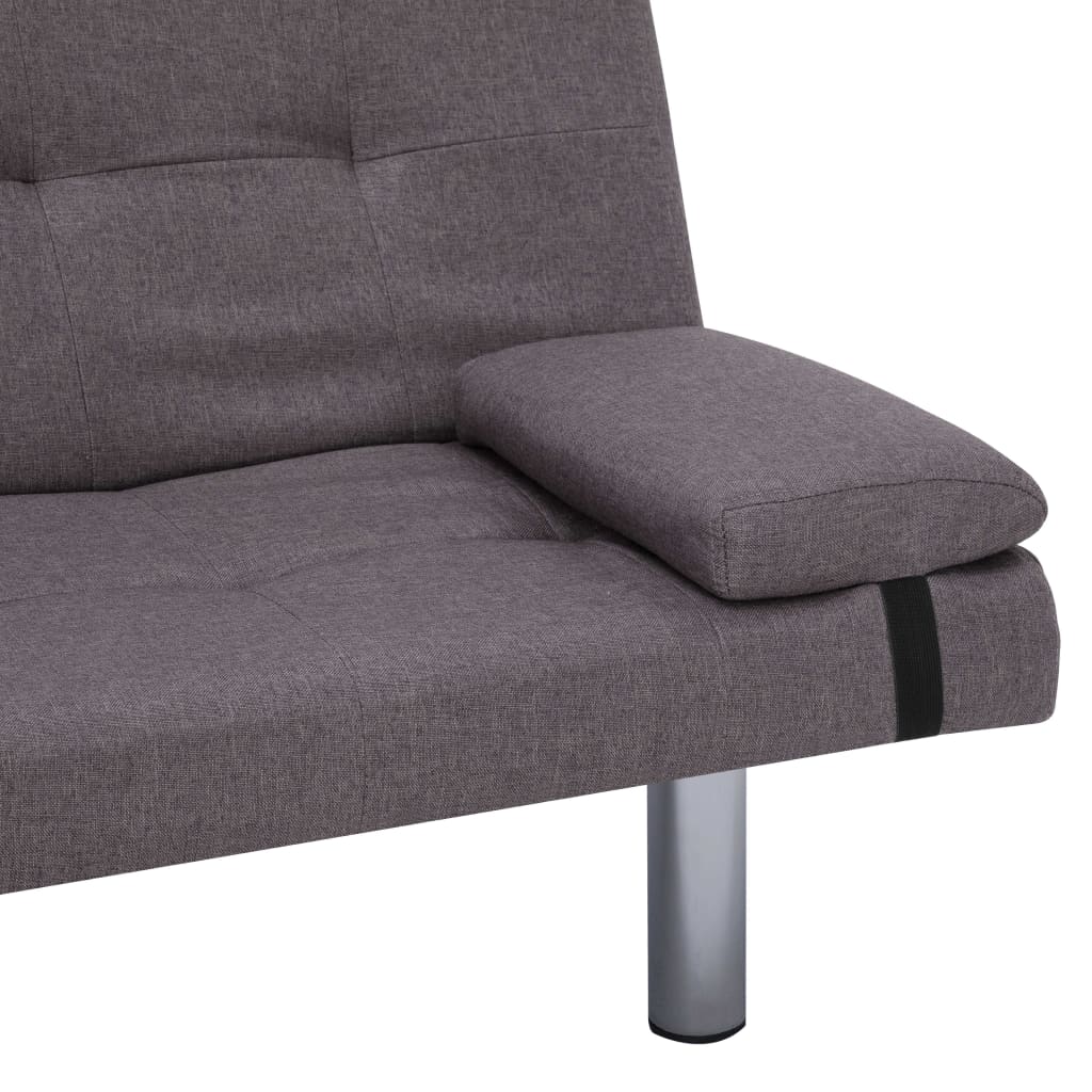 Schlafsofa mit zwei Kissen Taupe Polyester