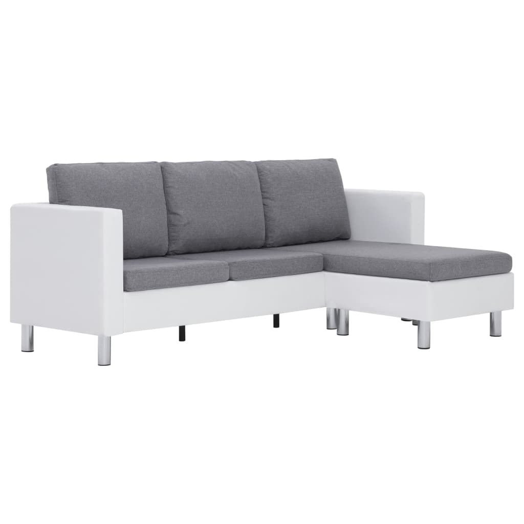 282202 vidaXL 3-Seater Sofa with Cushions White Faux Leather