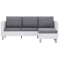 Thumbnail for 282202 vidaXL 3-Seater Sofa with Cushions White Faux Leather