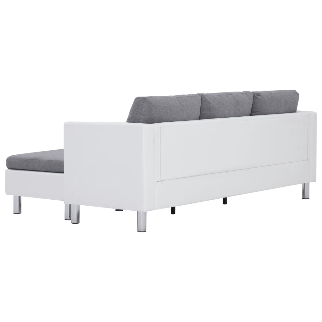 282202 vidaXL 3-Seater Sofa with Cushions White Faux Leather