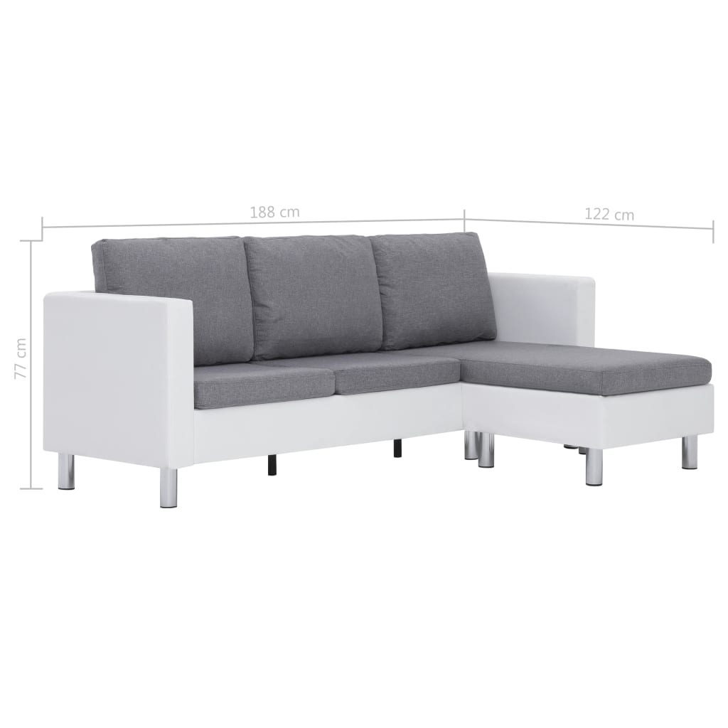 282202 vidaXL 3-Seater Sofa with Cushions White Faux Leather