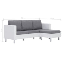 Thumbnail for 282202 vidaXL 3-Seater Sofa with Cushions White Faux Leather