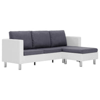Thumbnail for 282203 vidaXL 3-Seater Sofa with Cushions White Faux Leather