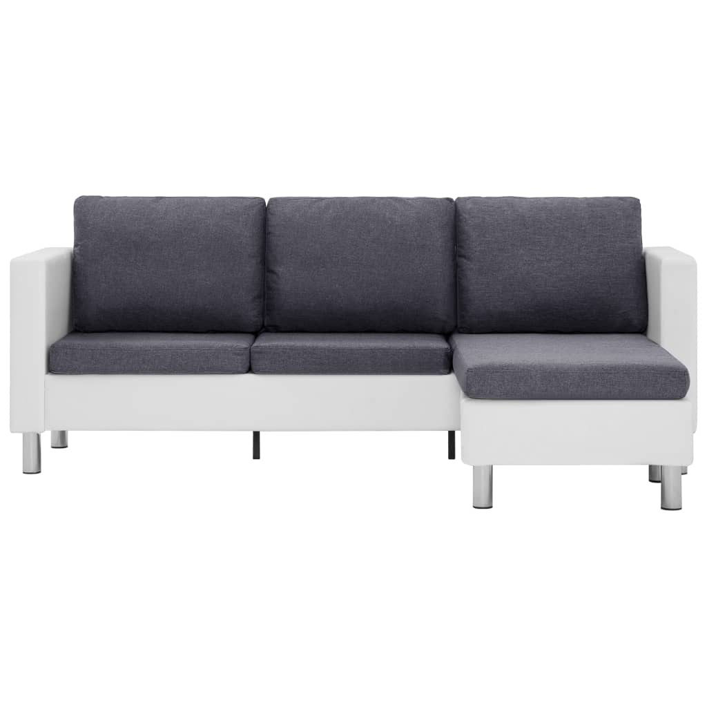 282203 vidaXL 3-Seater Sofa with Cushions White Faux Leather