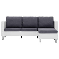 Thumbnail for 282203 vidaXL 3-Seater Sofa with Cushions White Faux Leather