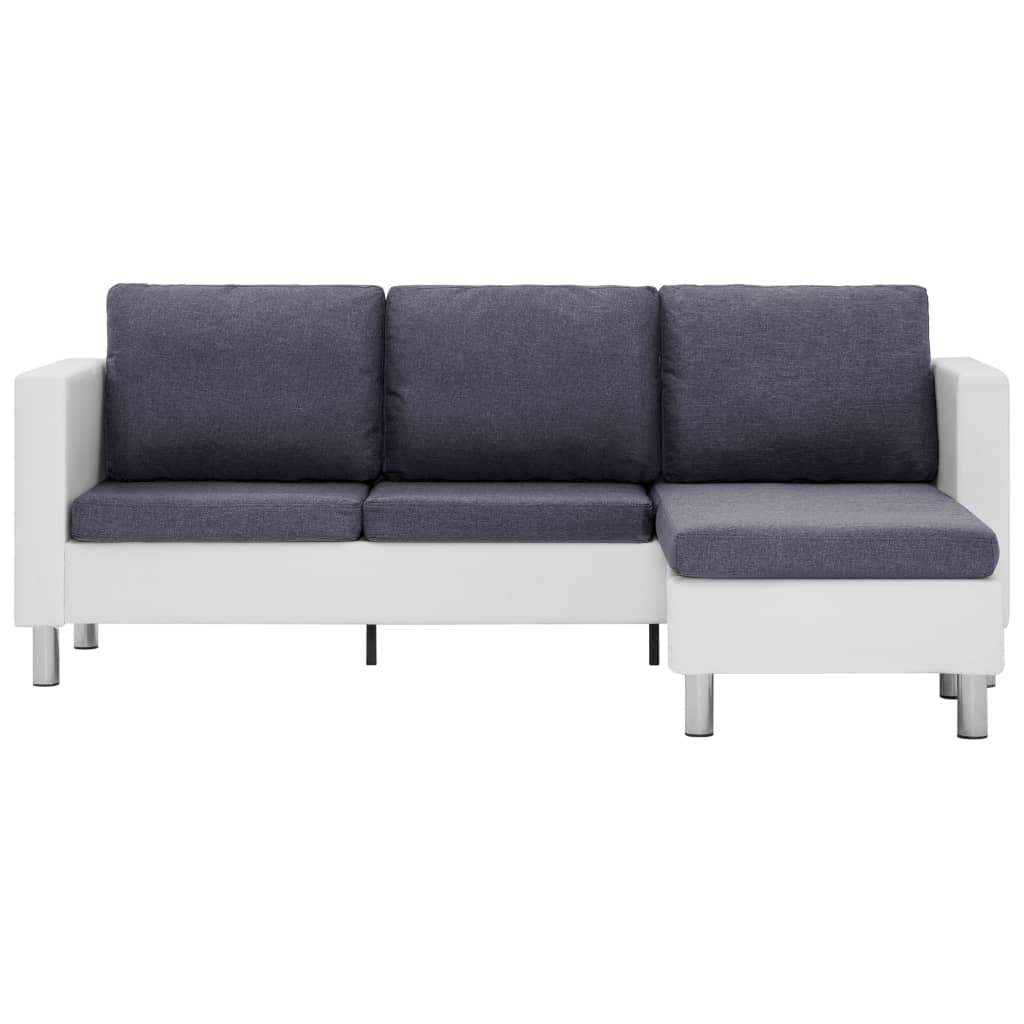 282203 vidaXL 3-Seater Sofa with Cushions White Faux Leather