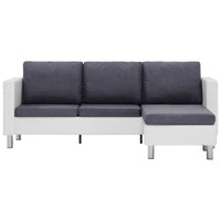 Thumbnail for 282203 vidaXL 3-Seater Sofa with Cushions White Faux Leather
