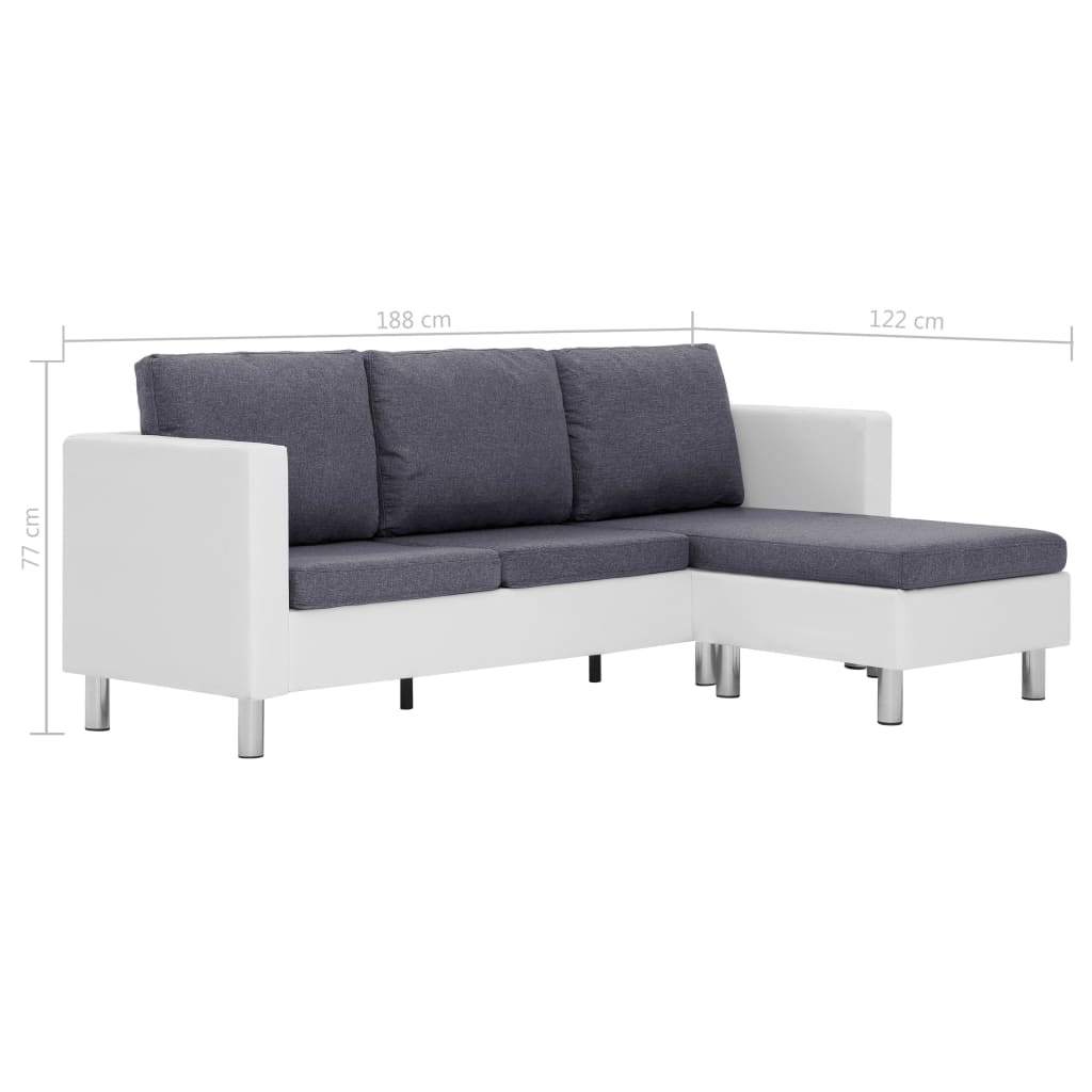 282203 vidaXL 3-Seater Sofa with Cushions White Faux Leather