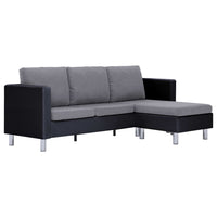 Thumbnail for 282204 vidaXL 3-Seater Sofa with Cushions Black Faux Leather