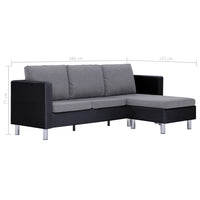 Thumbnail for 282204 vidaXL 3-Seater Sofa with Cushions Black Faux Leather
