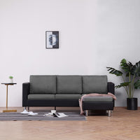 Thumbnail for 282204 vidaXL 3-Seater Sofa with Cushions Black Faux Leather