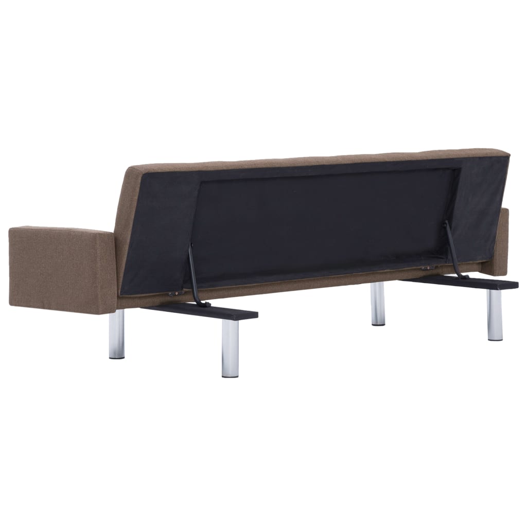 282220 vidaXL Sofa Bed with Armrest Brown Polyester