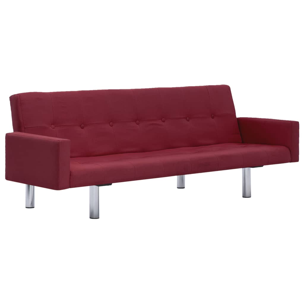 282225 vidaXL Sofa Bed with Armrest Wine Red Polyester