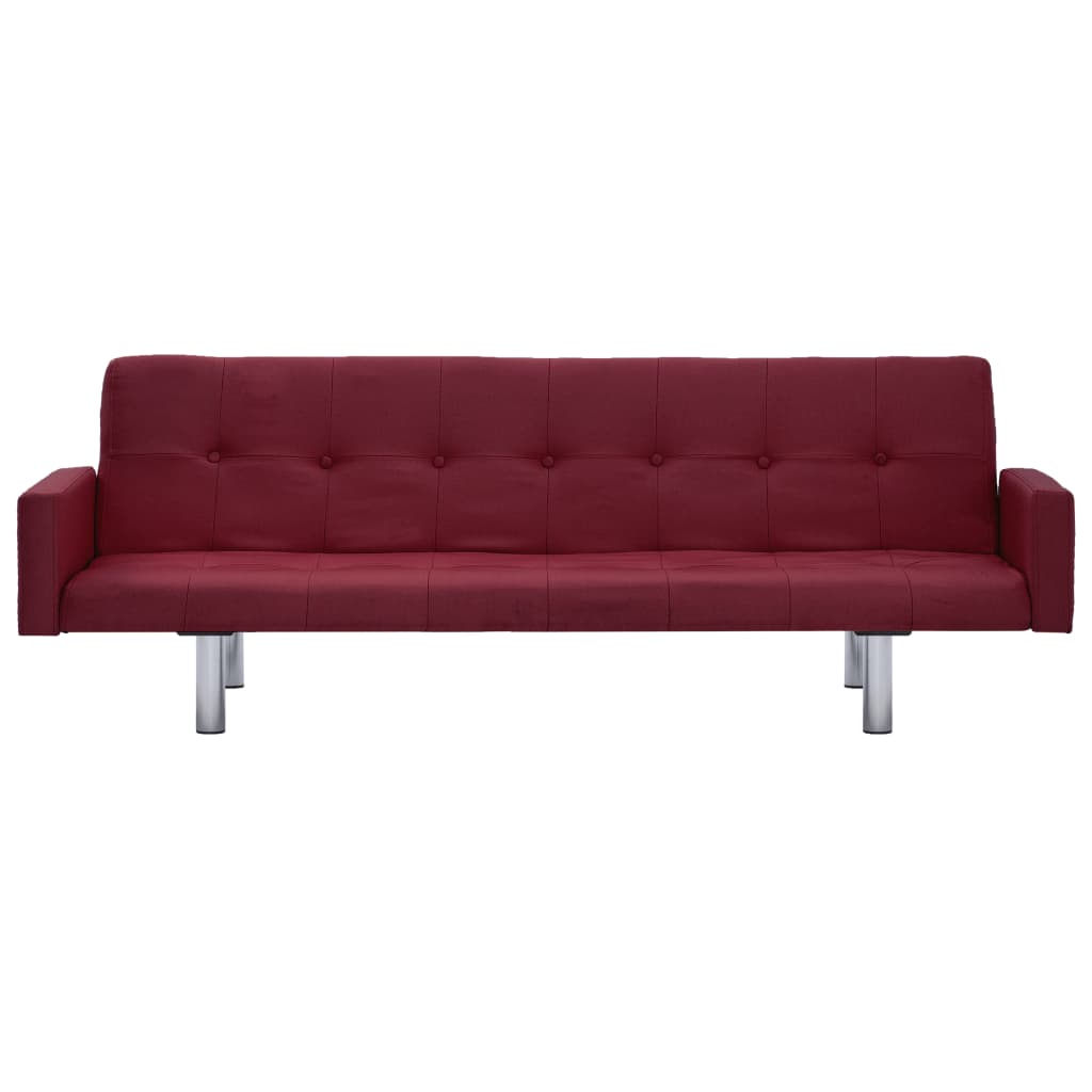 282225 vidaXL Sofa Bed with Armrest Wine Red Polyester