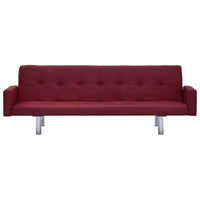 Thumbnail for 282225 vidaXL Sofa Bed with Armrest Wine Red Polyester