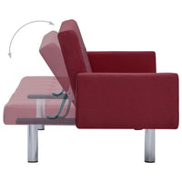 Thumbnail for 282225 vidaXL Sofa Bed with Armrest Wine Red Polyester