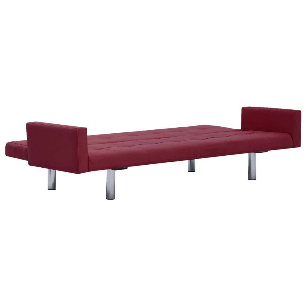 282225 vidaXL Sofa Bed with Armrest Wine Red Polyester