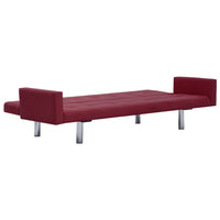 Thumbnail for 282225 vidaXL Sofa Bed with Armrest Wine Red Polyester