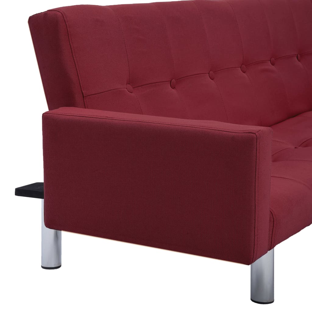 282225 vidaXL Sofa Bed with Armrest Wine Red Polyester