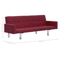 Thumbnail for 282225 vidaXL Sofa Bed with Armrest Wine Red Polyester