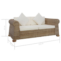 Thumbnail for 2-Sitzer-Sofa mit Auflagen Natur Rattan