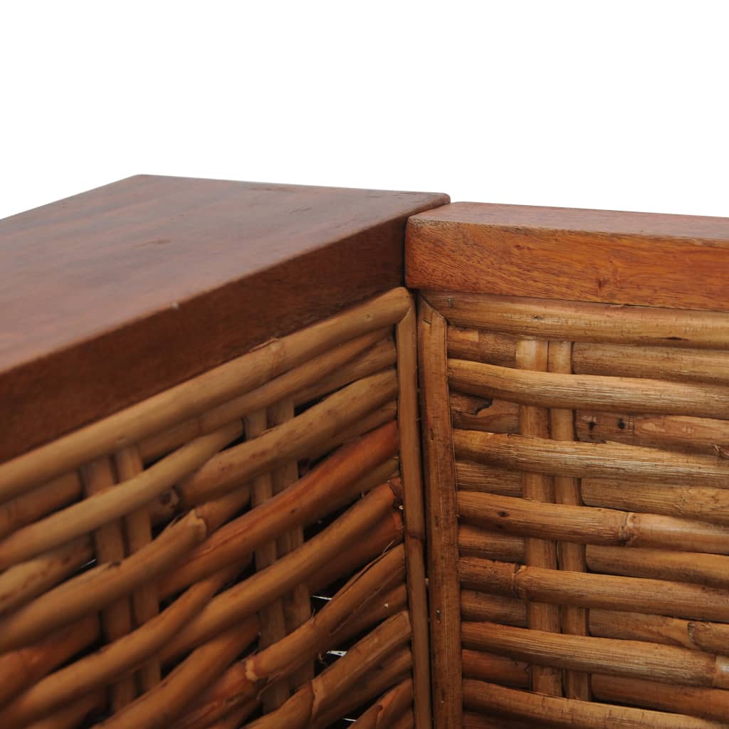 Sessel mit Auflagen Braun Natur Rattan