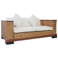 Thumbnail for 2-Sitzer-Sofa mit Auflagen Braun Natur Rattan