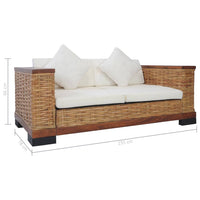 Thumbnail for 2-Sitzer-Sofa mit Auflagen Braun Natur Rattan