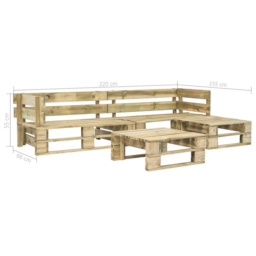 4-tlg. Garten-Sofagarnitur aus Paletten Holz