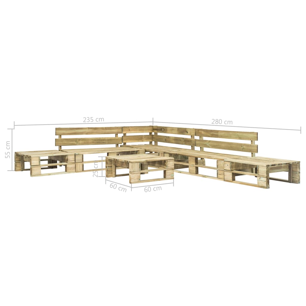 6-tlg. Garten-Lounge-Set aus Paletten Holz