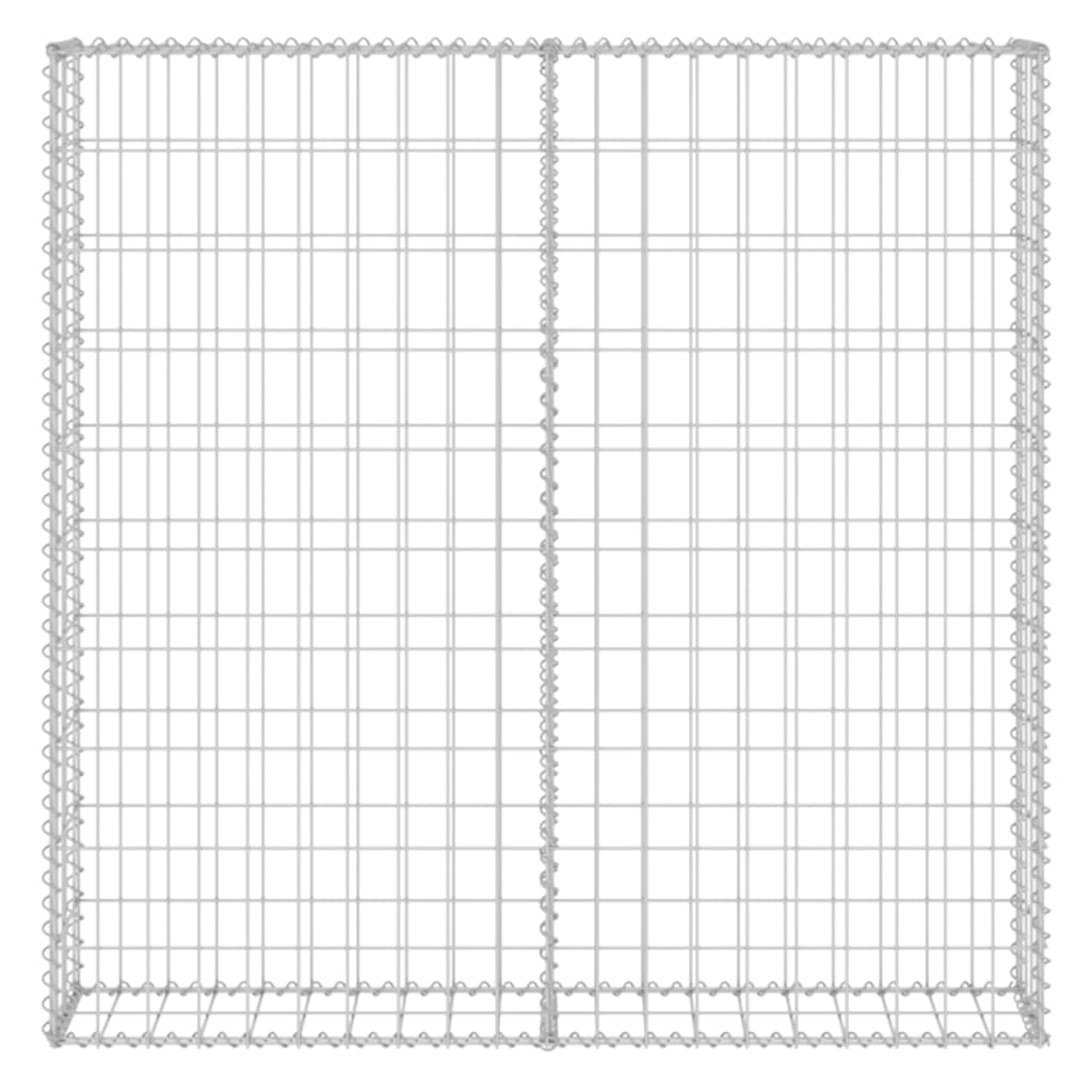Gabionenwand mit Abdeckung Verzinkter Stahl 80×20×100 cm