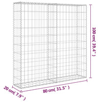 Thumbnail for Gabionenwand mit Abdeckung Verzinkter Stahl 80×20×100 cm
