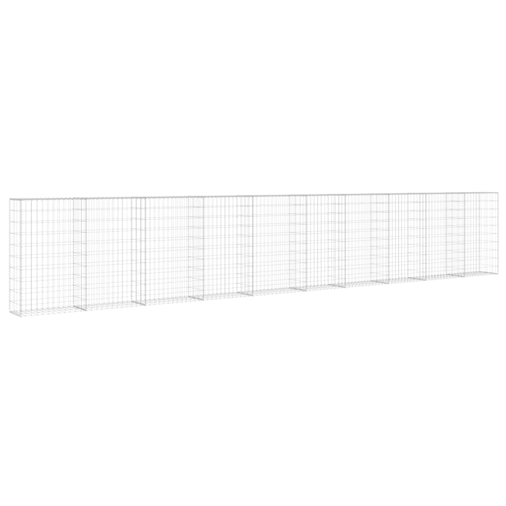 Gabionenwand mit Abdeckung Verzinkter Stahl 600×30×100 cm