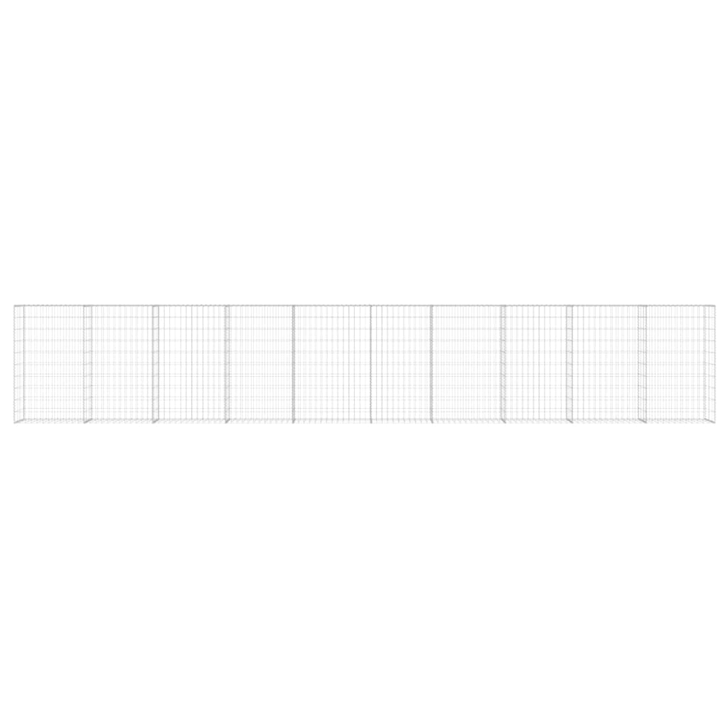 Gabionenwand mit Abdeckung Verzinkter Stahl 600×30×100 cm