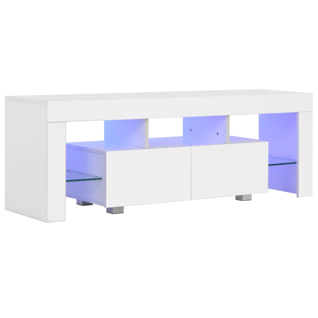 TV-Schrank mit LED-Leuchten Hochglanz-Weiß 130x35x45 cm