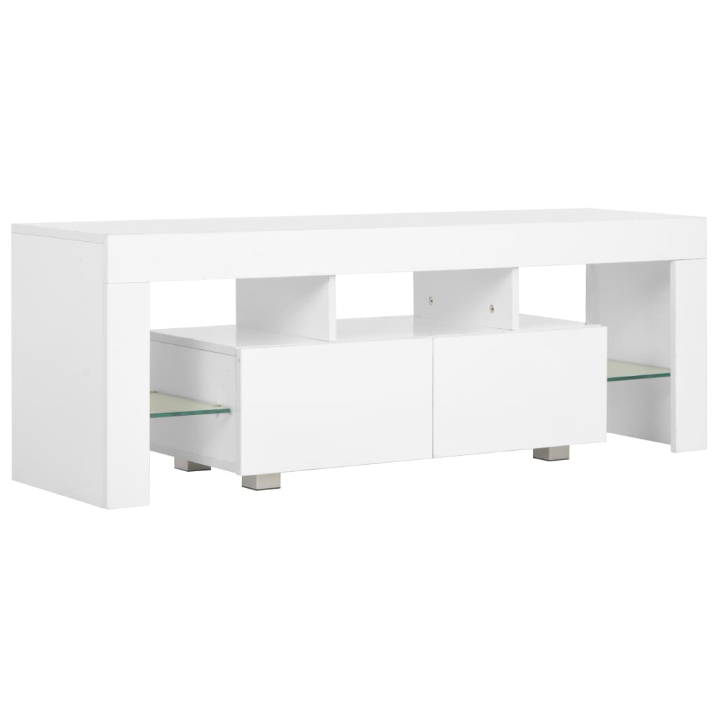 TV-Schrank mit LED-Leuchten Hochglanz-Weiß 130x35x45 cm