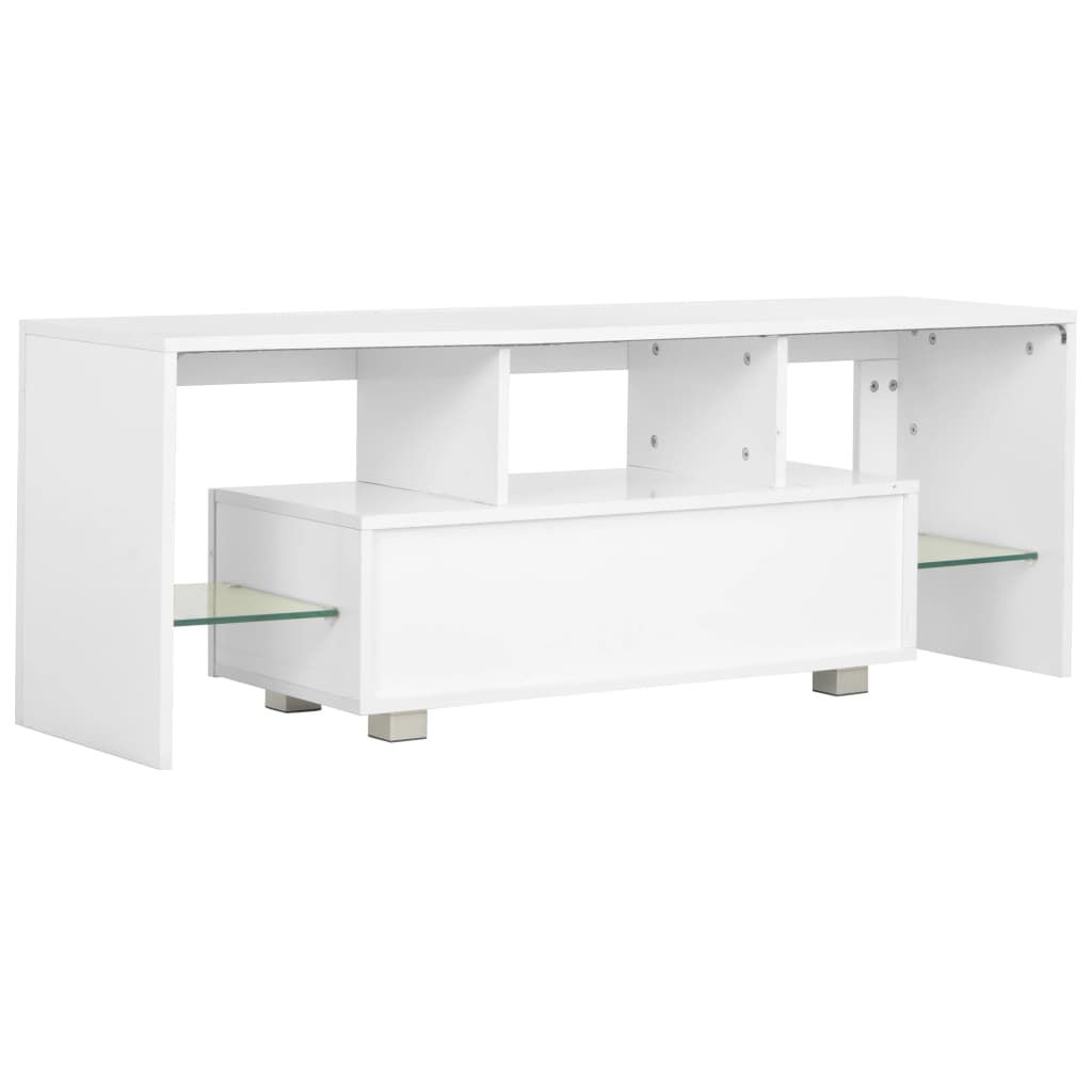 TV-Schrank mit LED-Leuchten Hochglanz-Weiß 130x35x45 cm