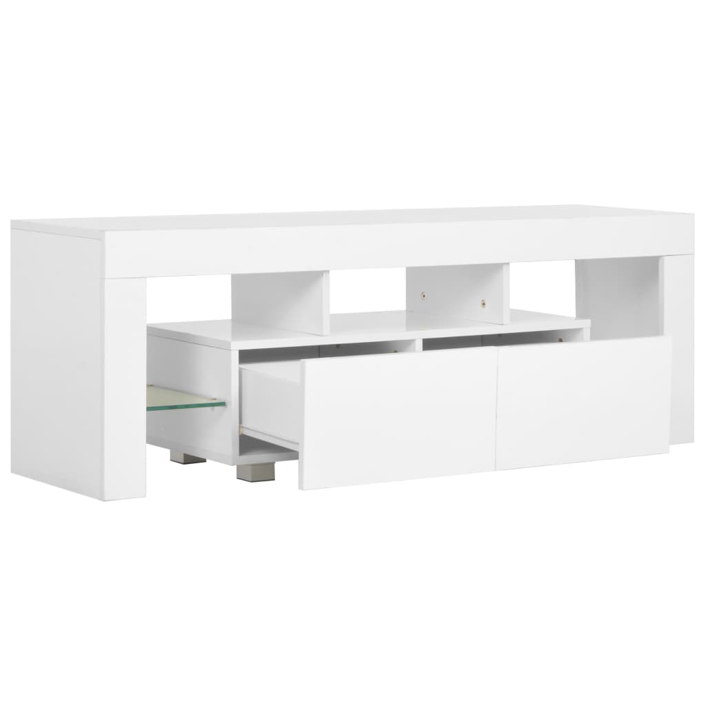 TV-Schrank mit LED-Leuchten Hochglanz-Weiß 130x35x45 cm