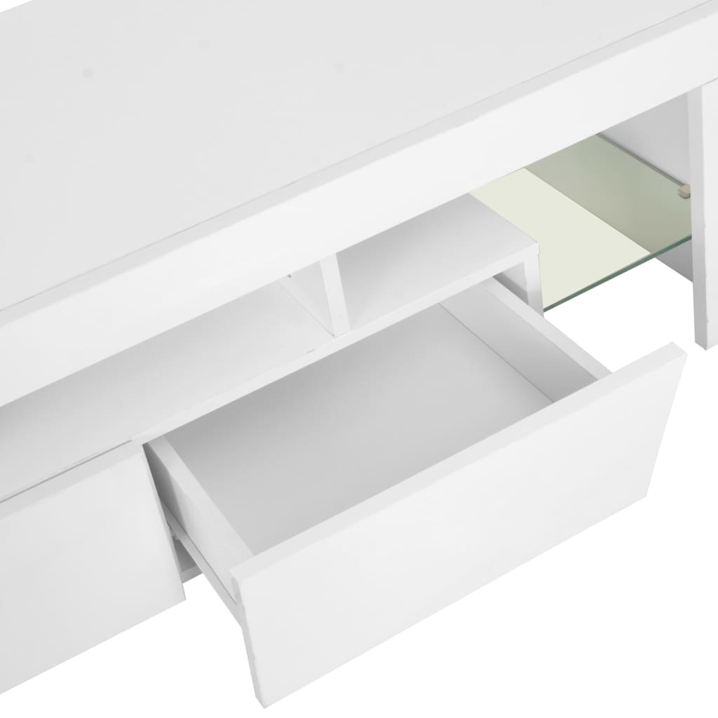 TV-Schrank mit LED-Leuchten Hochglanz-Weiß 130x35x45 cm