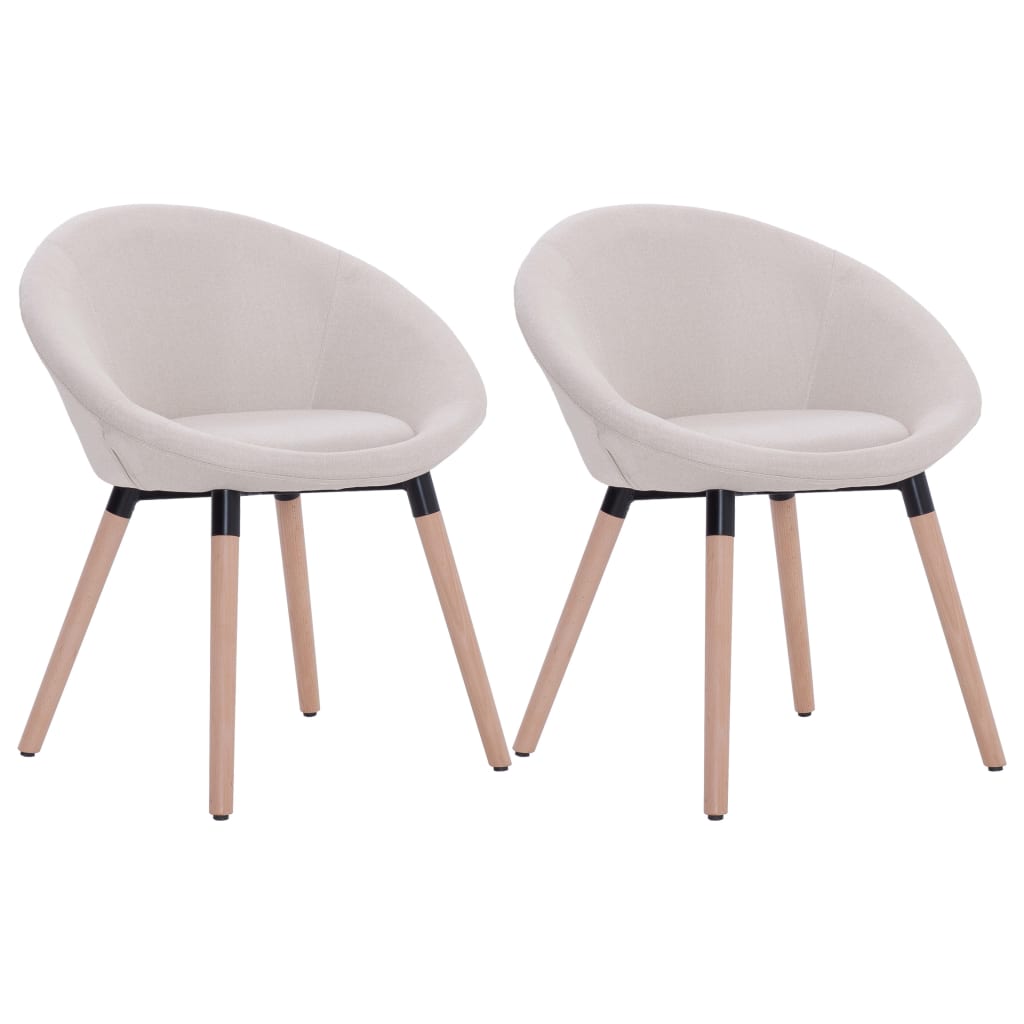 Esszimmerstühle 2 Stk. Cremeweiß Stoff