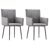 Thumbnail for Esszimmerstühle mit Armlehnen 2 Stk. Grau Samt
